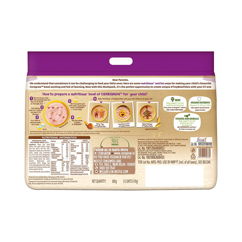 Nestle Extra Saver+ Multipack Ceregrow Multigrain Cereal with Milk & Fruits Sachet (50gm Each) - Image 2