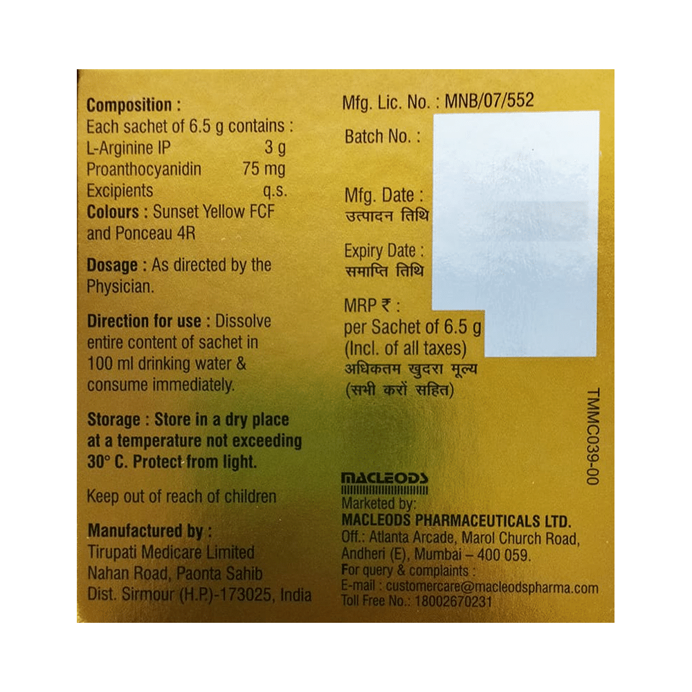 RG-Mac Sachet with L-Arginine & Proanthocyanidin Granules | Flavour Orange - Image 2