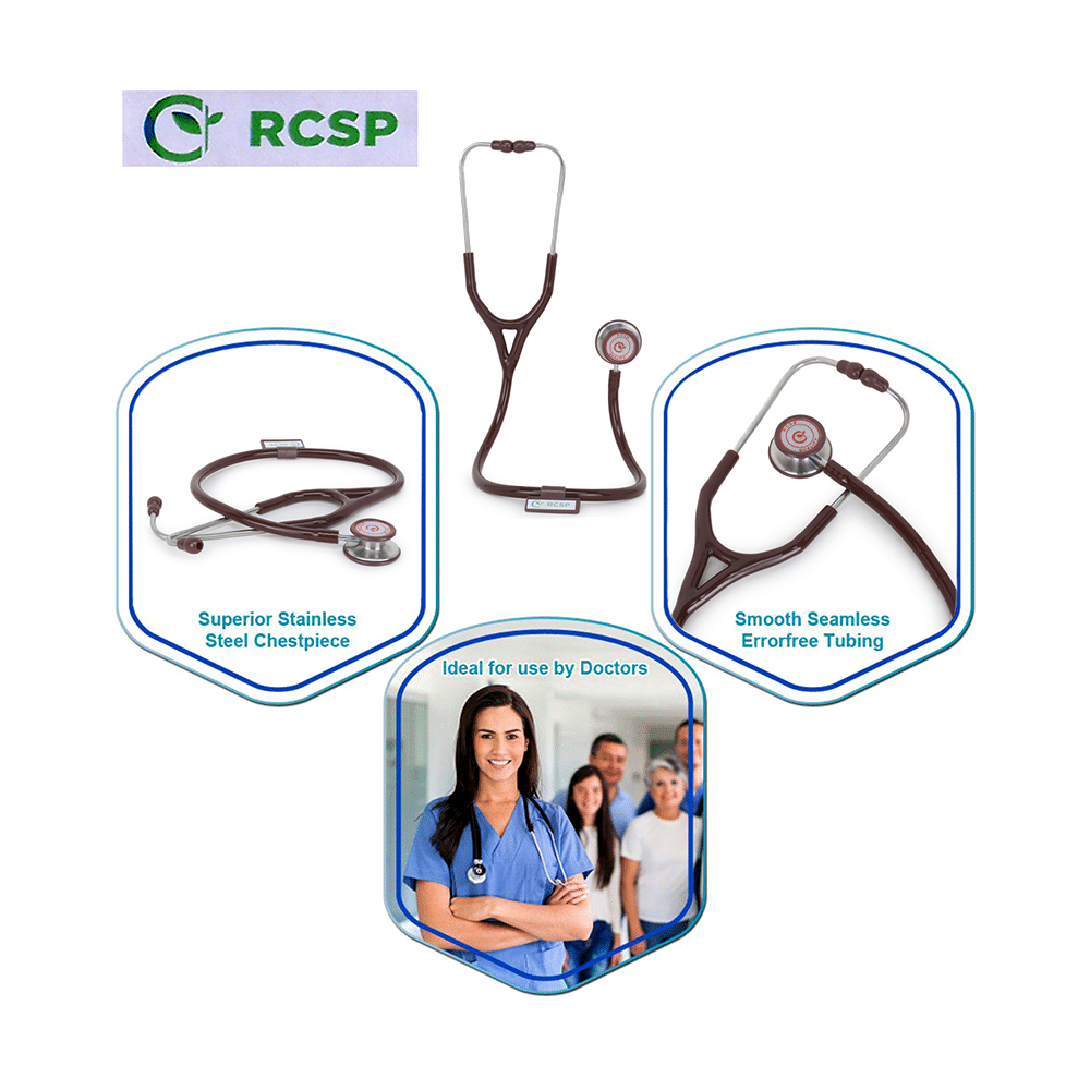 RCSP Super Deluxe III Dual Head Stethoscope Chocolate Brown - Image 3