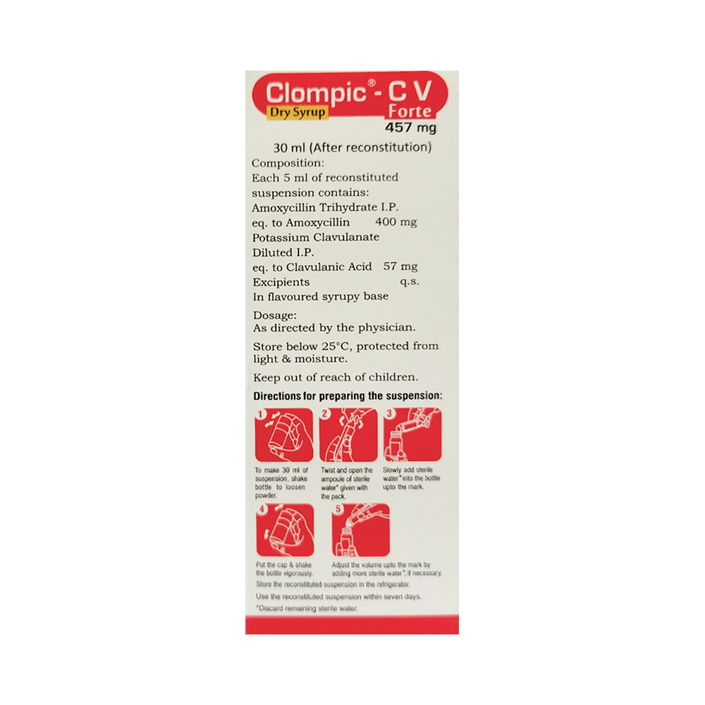 Clompic-CV Forte 457mg Dry Syrup Mango - Image 2