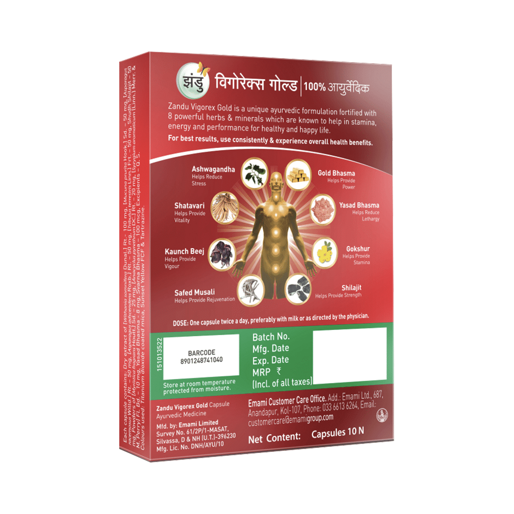Zandu Vigorex Gold Capsule | Manages Stress & Builds Energy & Stamina - Image 2
