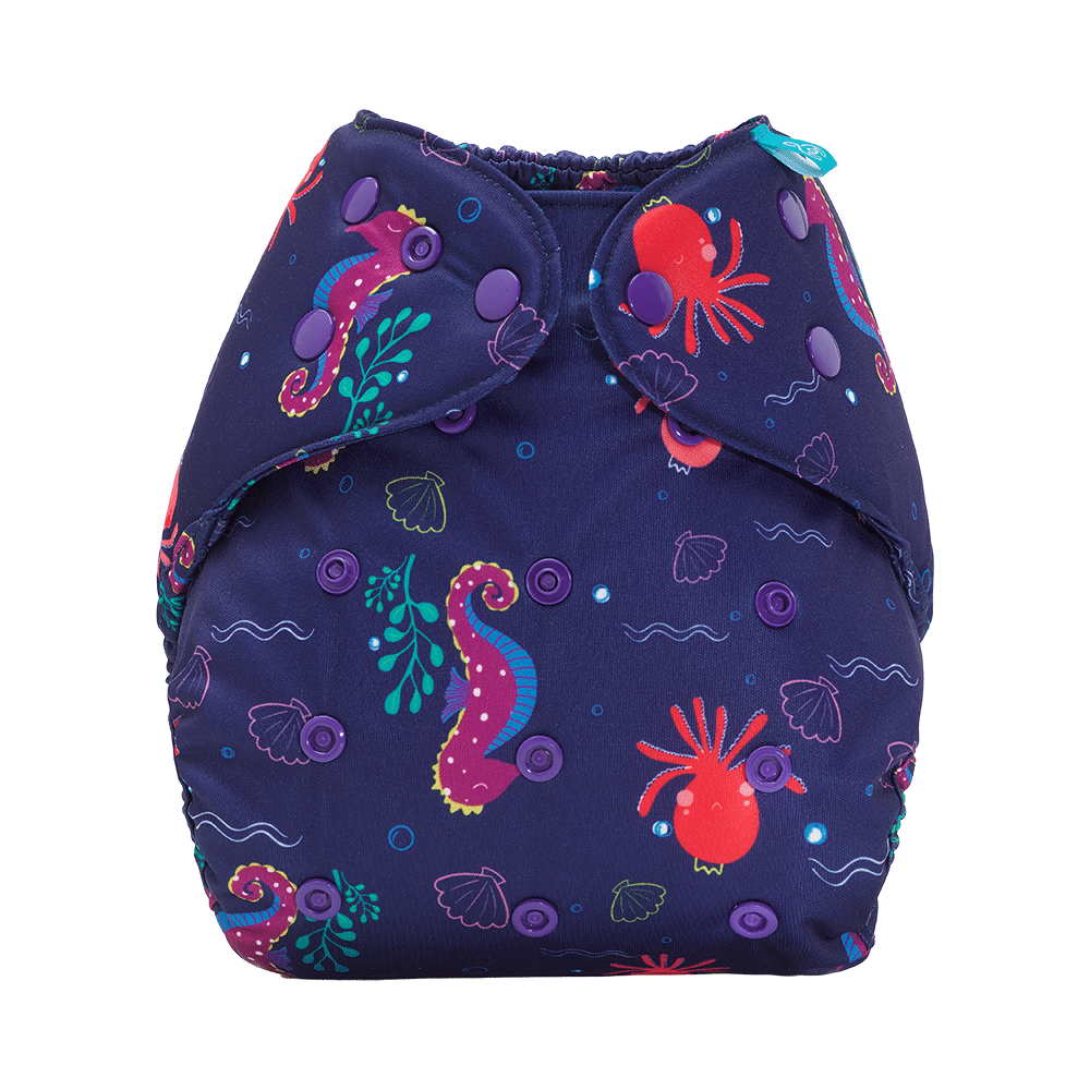 Bumberry Adjustable Reusable Cloth Diaper Cover With 1 Wet Free Insert Seahorse - Image 1