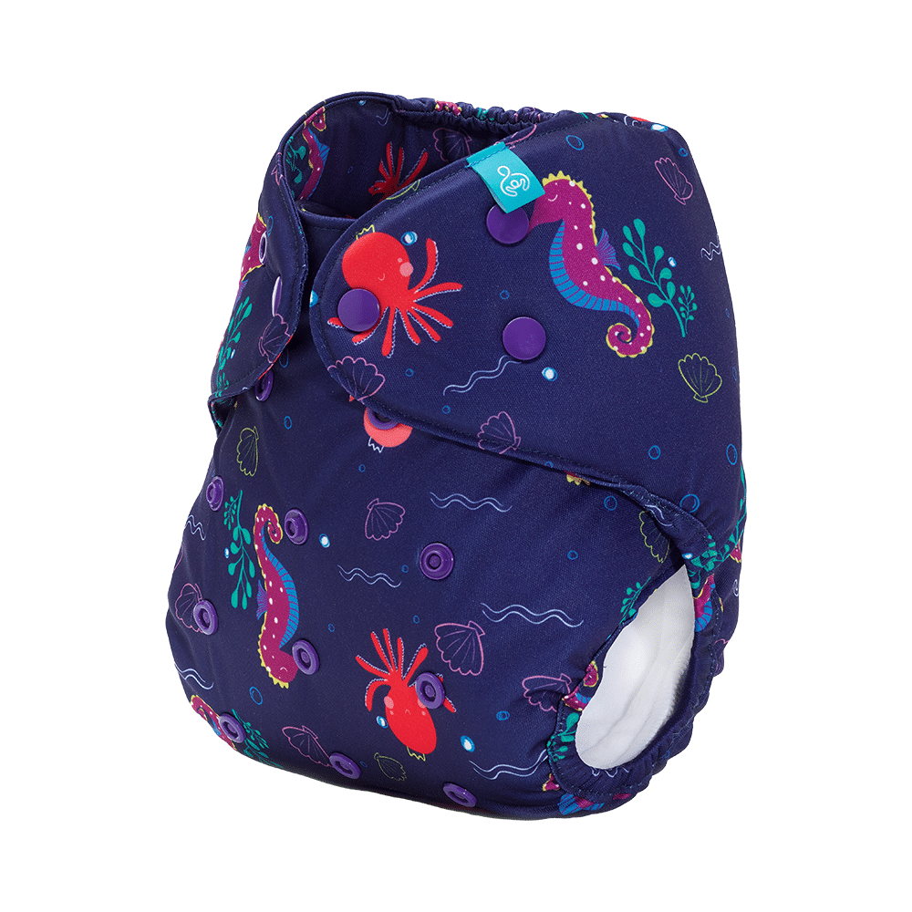 Bumberry Adjustable Reusable Cloth Diaper Cover With 1 Wet Free Insert Seahorse - Image 5