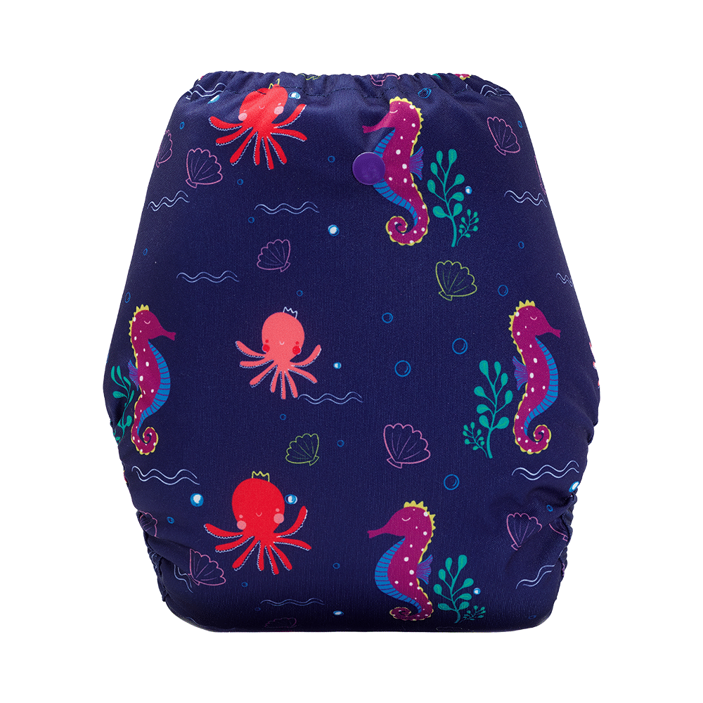 Bumberry Adjustable Reusable Cloth Diaper Cover With 1 Wet Free Insert Seahorse - Image 6
