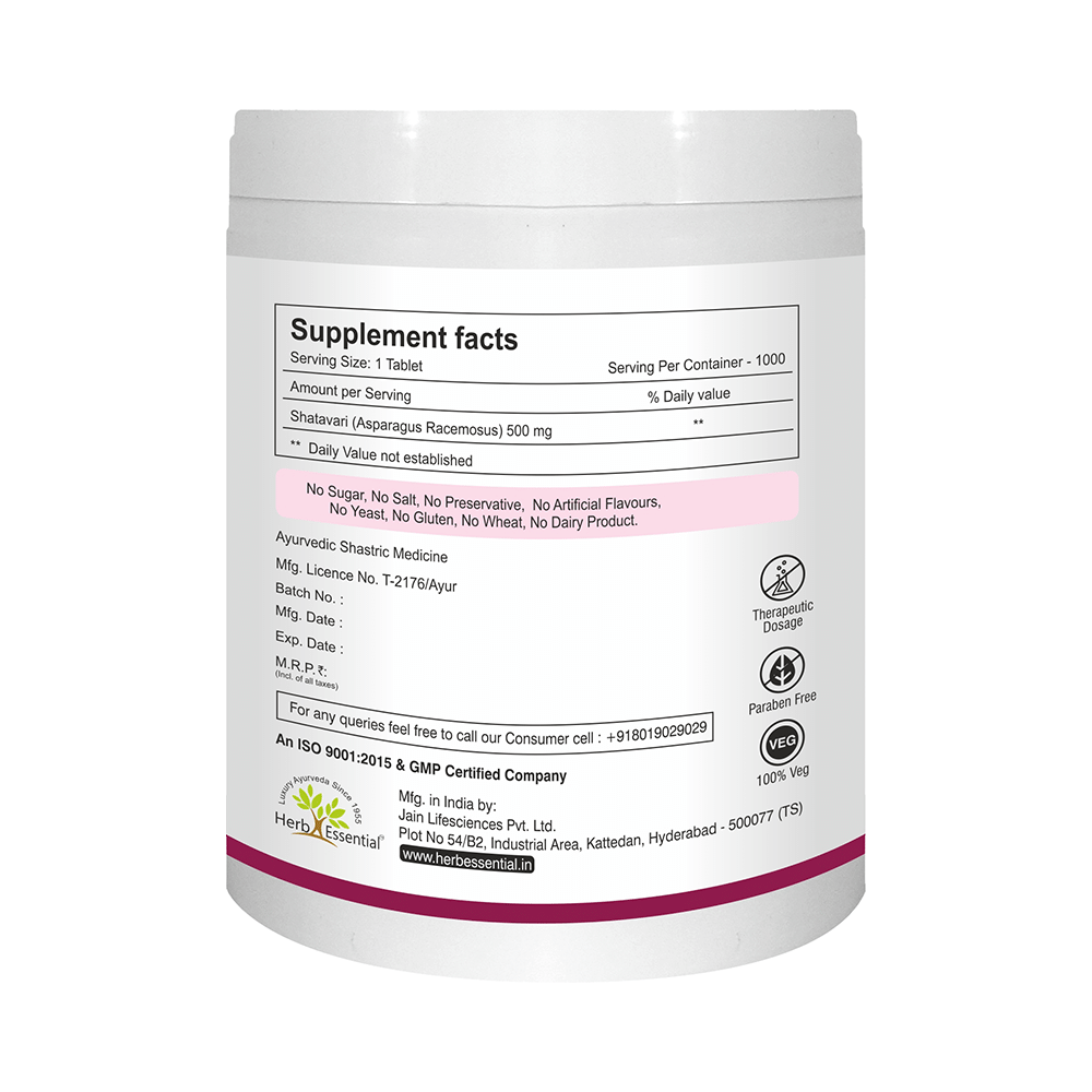 Herb Essential Shatavari (Asparagus Racemosus) 500mg Tablet - Image 3