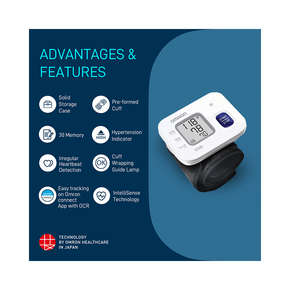 Omron HEM 6161 Fully Automatic Wrist Blood Pressure Monitor White - Image 4