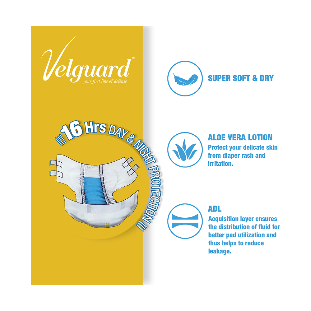 Velguard Adult Diaper, Day and Night Protection (10 Each) Medium - Image 6