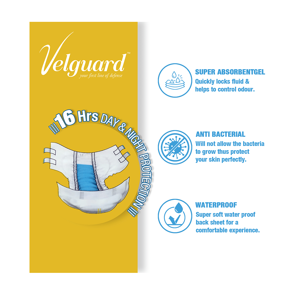 Velguard Adult Diaper, Day and Night Protection (10 Each) Medium - Image 5
