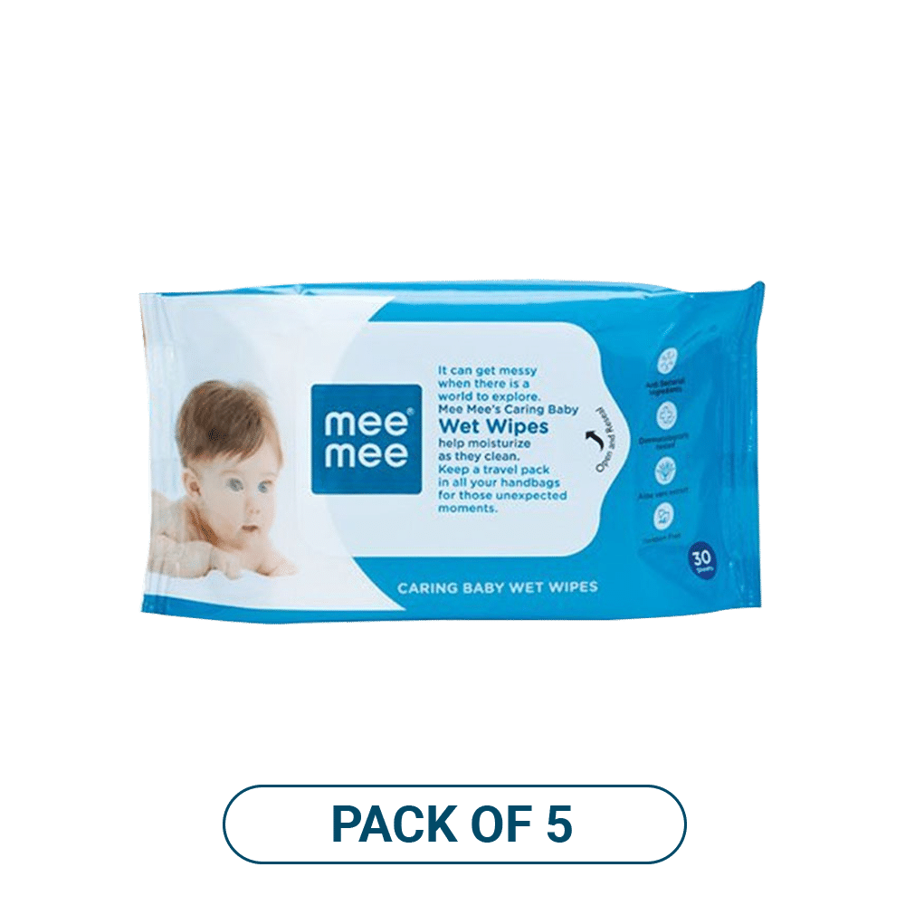 Mee Mee Caring Baby Wet Wipes with Aloe Vera | Pack of 5