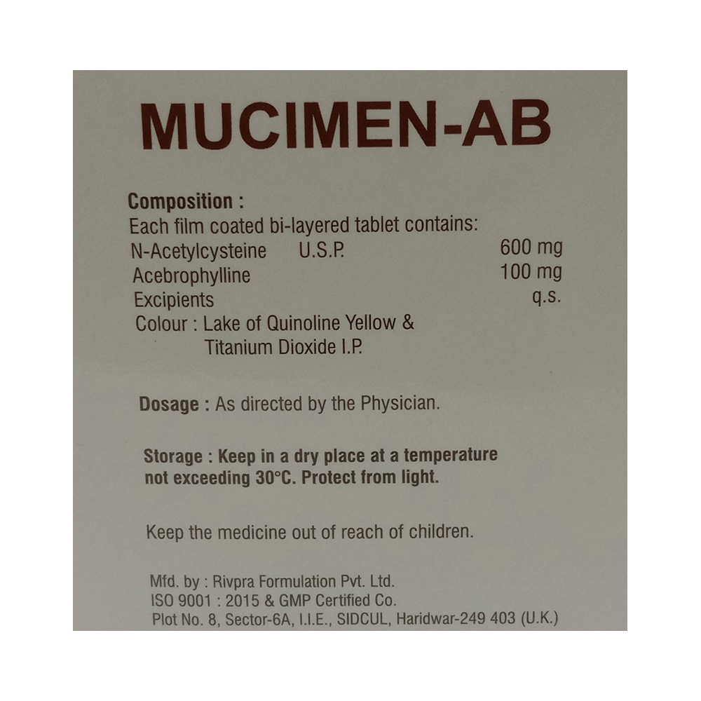 Mucimen AB 50mg/600mg Tablet - Image 2