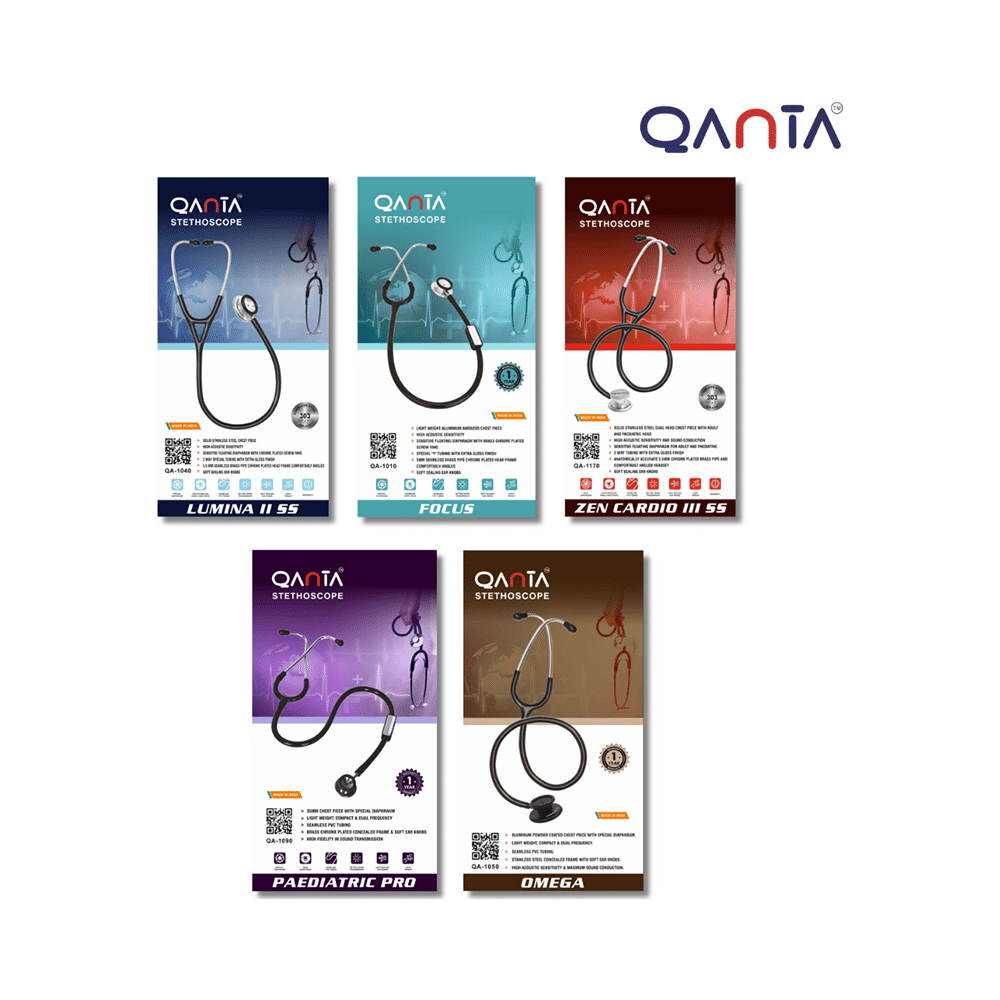 Qanta QA-1170 Zen Cardio III SS Cardiology Stethoscope, SS & Dual Head Chest Piece Grey - Image 5