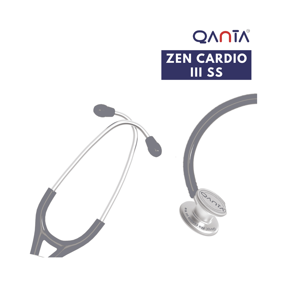 Qanta QA-1170 Zen Cardio III SS Cardiology Stethoscope, SS & Dual Head Chest Piece Grey - Image 3