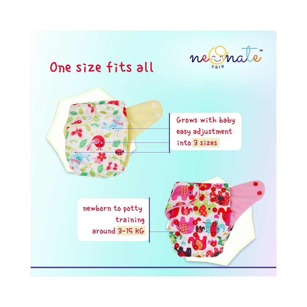 Neonate Care Reusable Cloth Diaper with Diaper Inserts Pink - Image 4