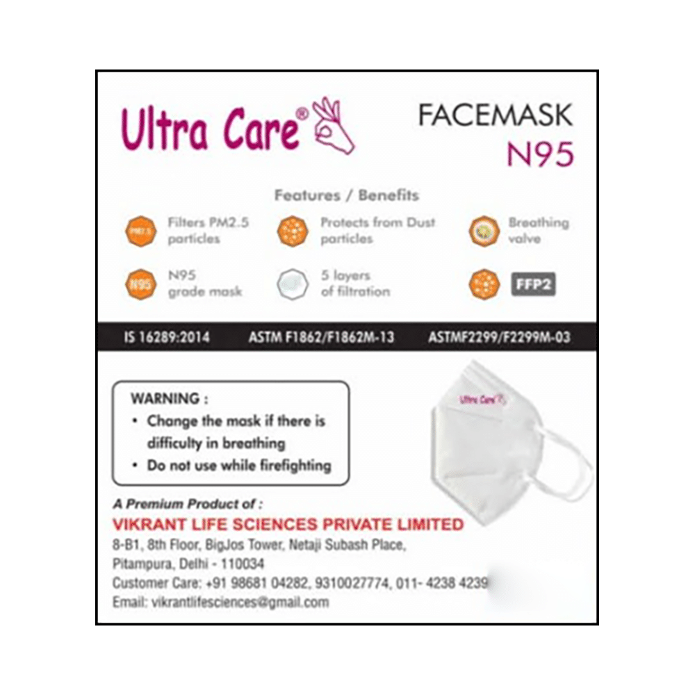 Ultra Care N 95 Ear Loop | Elastic | Latex-Free | Secure and Comfortable Fit Face Mask - Image 6