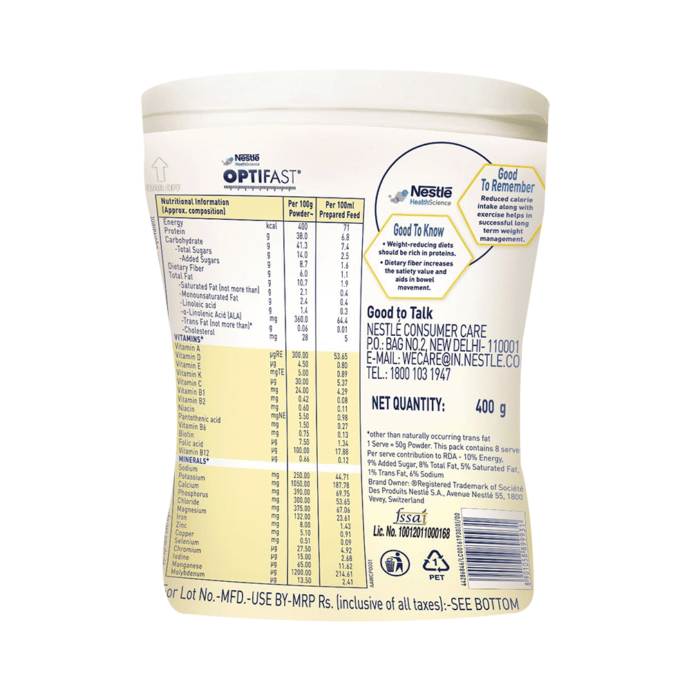 Nestle Optifast with Protein, Fibre, Vitamins & Minerals for Weight Management | Flavour Vanilla - Image 2