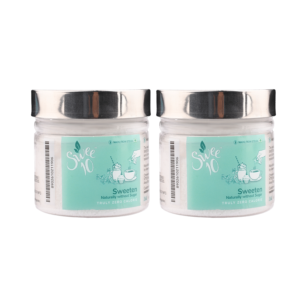 Swee10 Natural Stevia Sweetener Powder | Sugar Free | Zero Calorie Sugar Substitute (100gm Each)