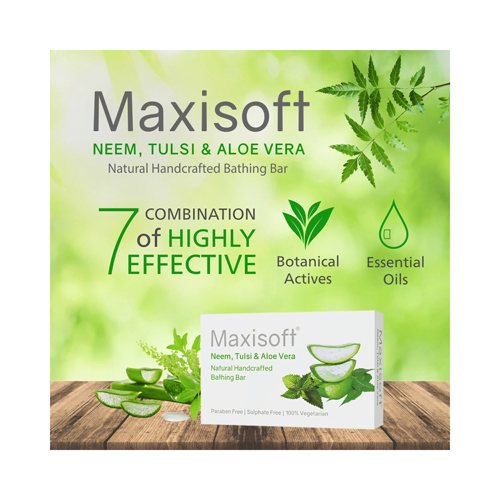 Maxisoft Neem, Tulsi & Aloe Vera Bathing Bar (75gm Each) - Image 4