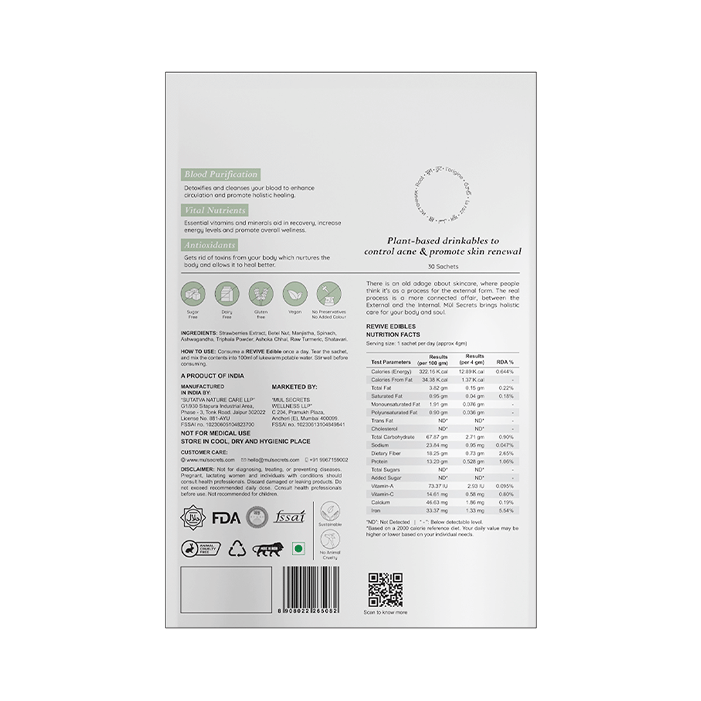 Mul Secrets Revive: Acne Care Nutrition Drink (4gm Each) - Image 2