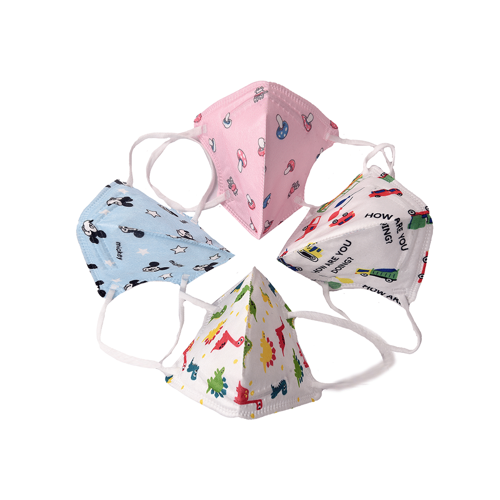 Advind Healthcare Smog Guard N95 Kids Mask without Valve for 4-12 Years Blue Mickey Mouse, Truck Print, Pink Mushroom & Animal Print Design - Image 1