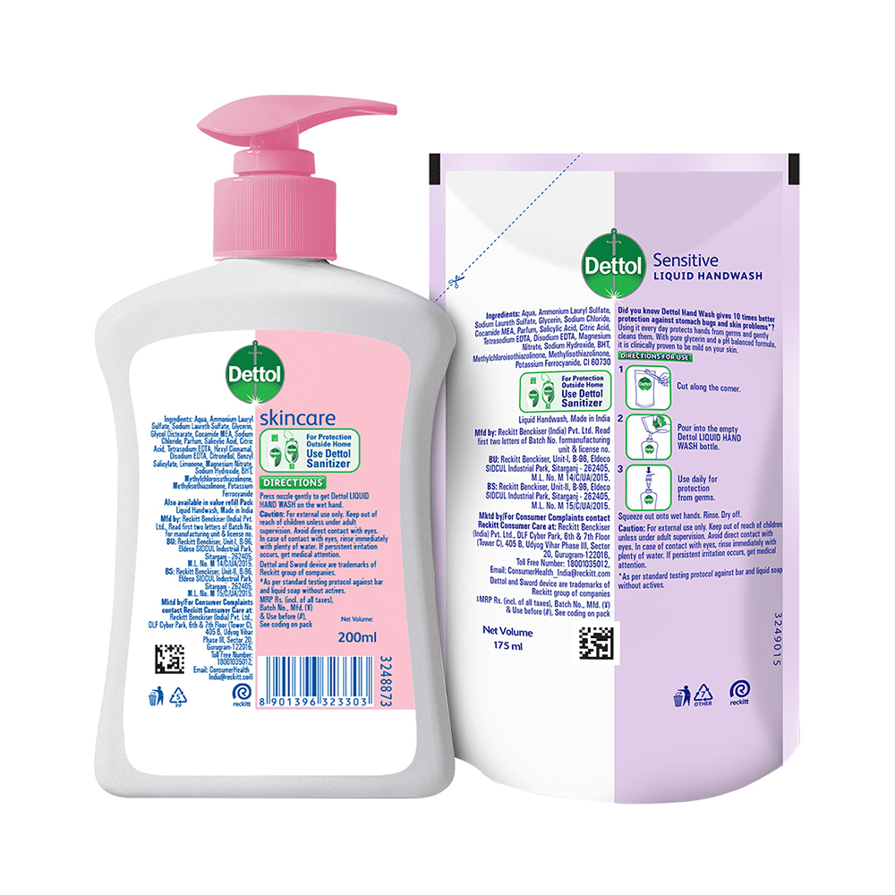 Dettol Skincare Liquid Handwash 200ml with Skincare Liquid Handwash Refill 175ml - Image 2