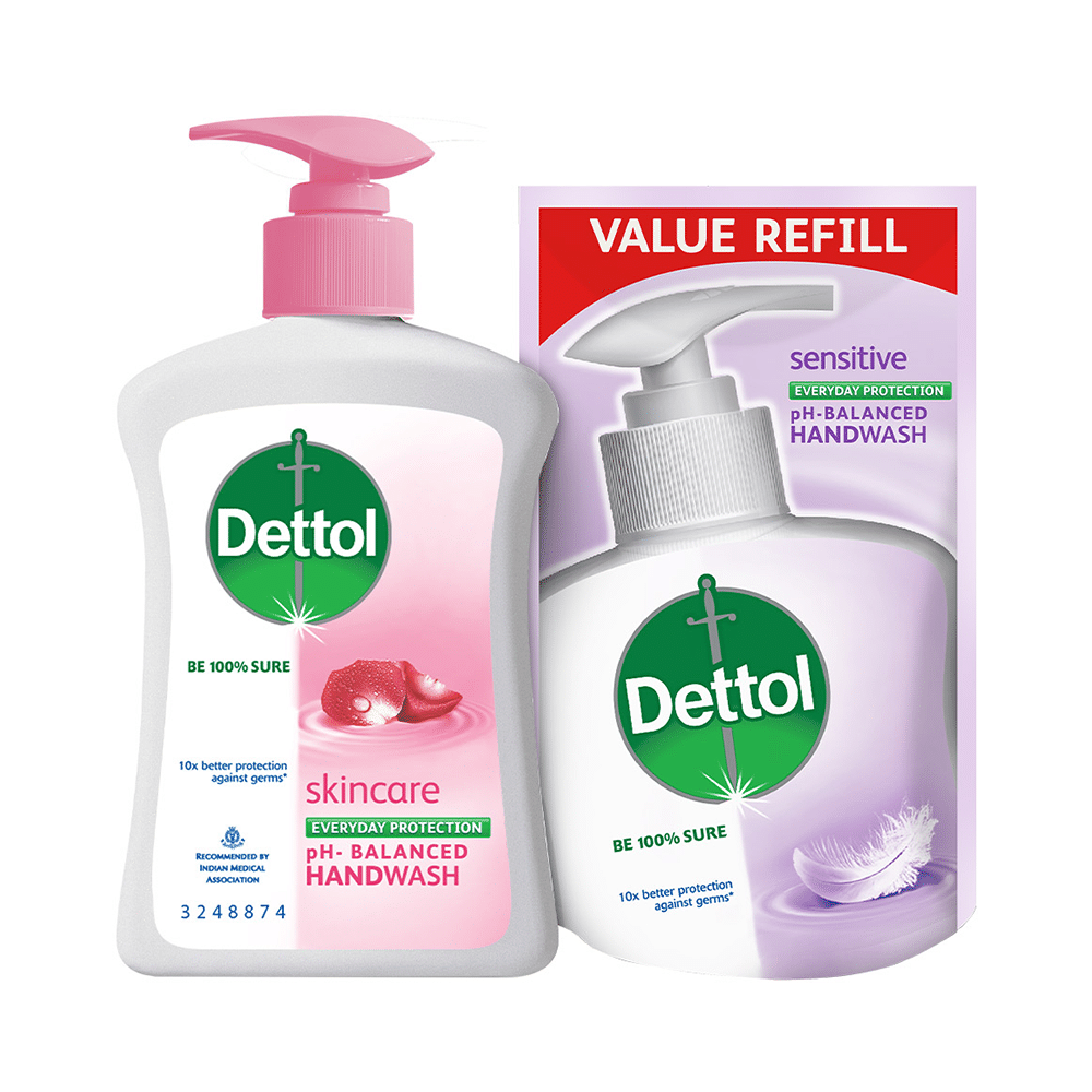 Dettol Skincare Liquid Handwash 200ml with Skincare Liquid Handwash Refill 175ml - Image 1