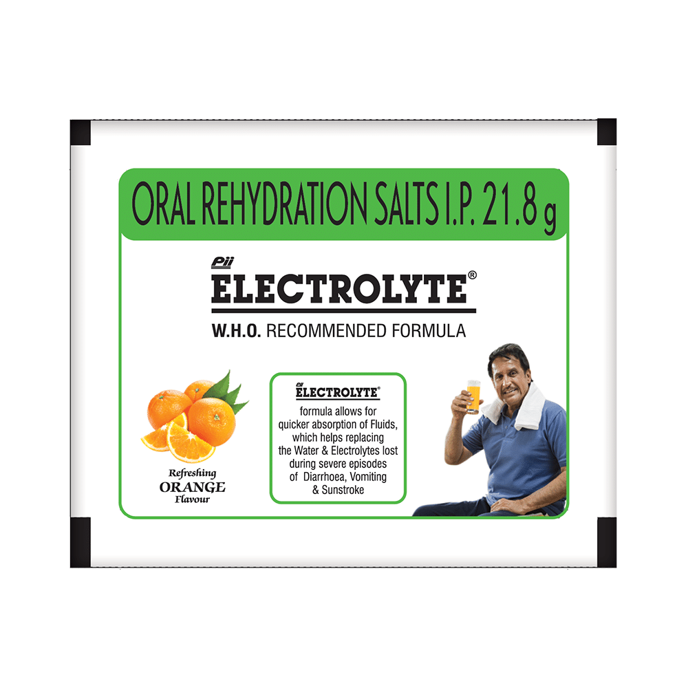 PII Electrolyte Oral Rehydration Salt Sachet (21.8gm Each) Refreshing Orange - Image 2