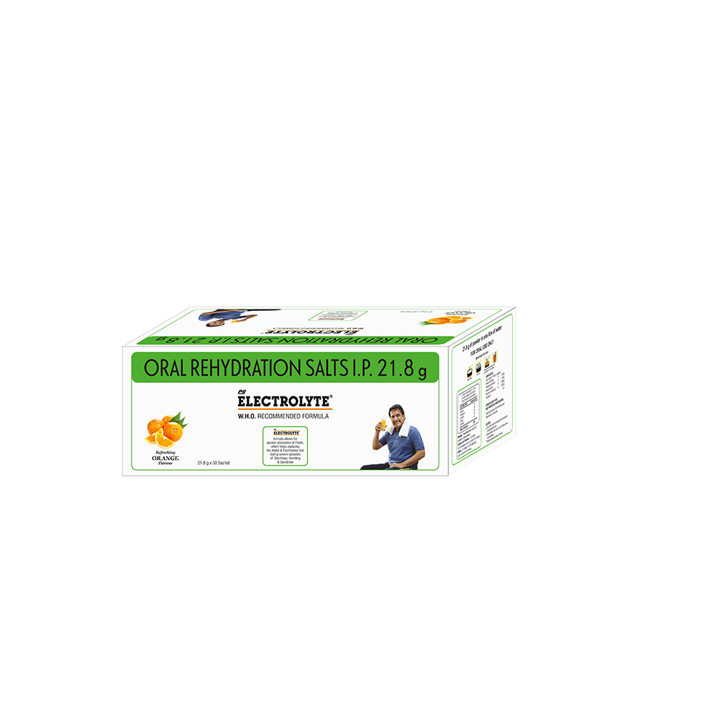 PII Electrolyte Oral Rehydration Salt Sachet (21.8gm Each) Refreshing Orange - Image 1