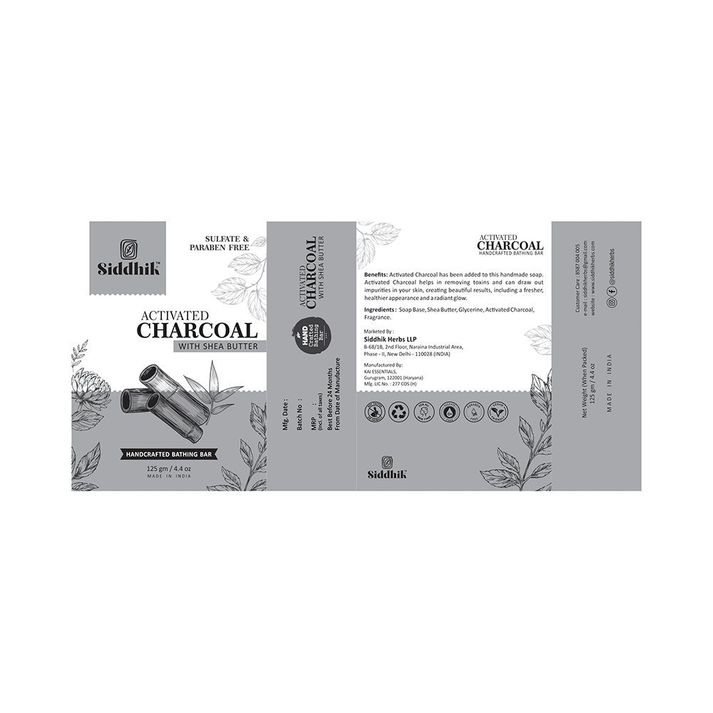 Siddhik Combo pack of Oudh, Activated Charcoal Soap With Shea Butter (125 Each) - Image 3