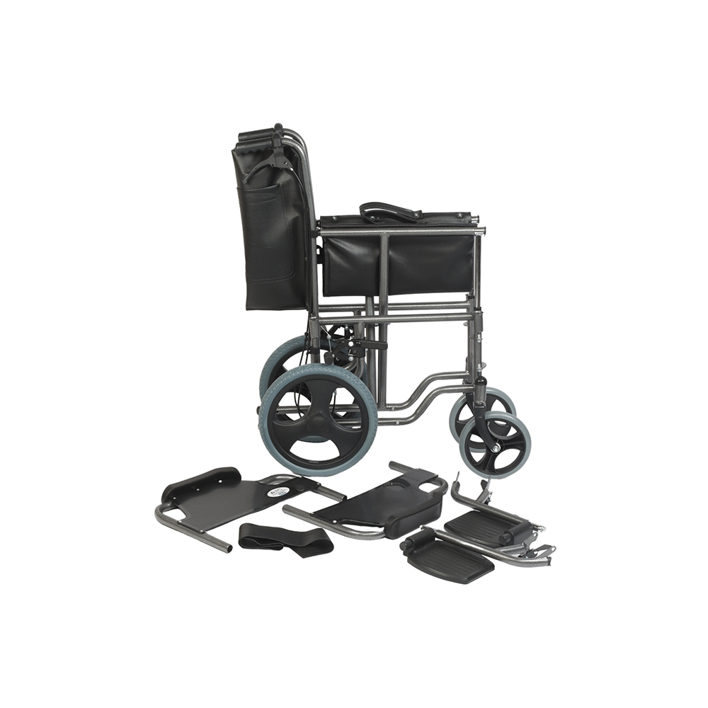 VMS Careline VWE-1045 Tour lightweight Transporter Wheelchair with Solid Wheel and Seat Belt - Image 4