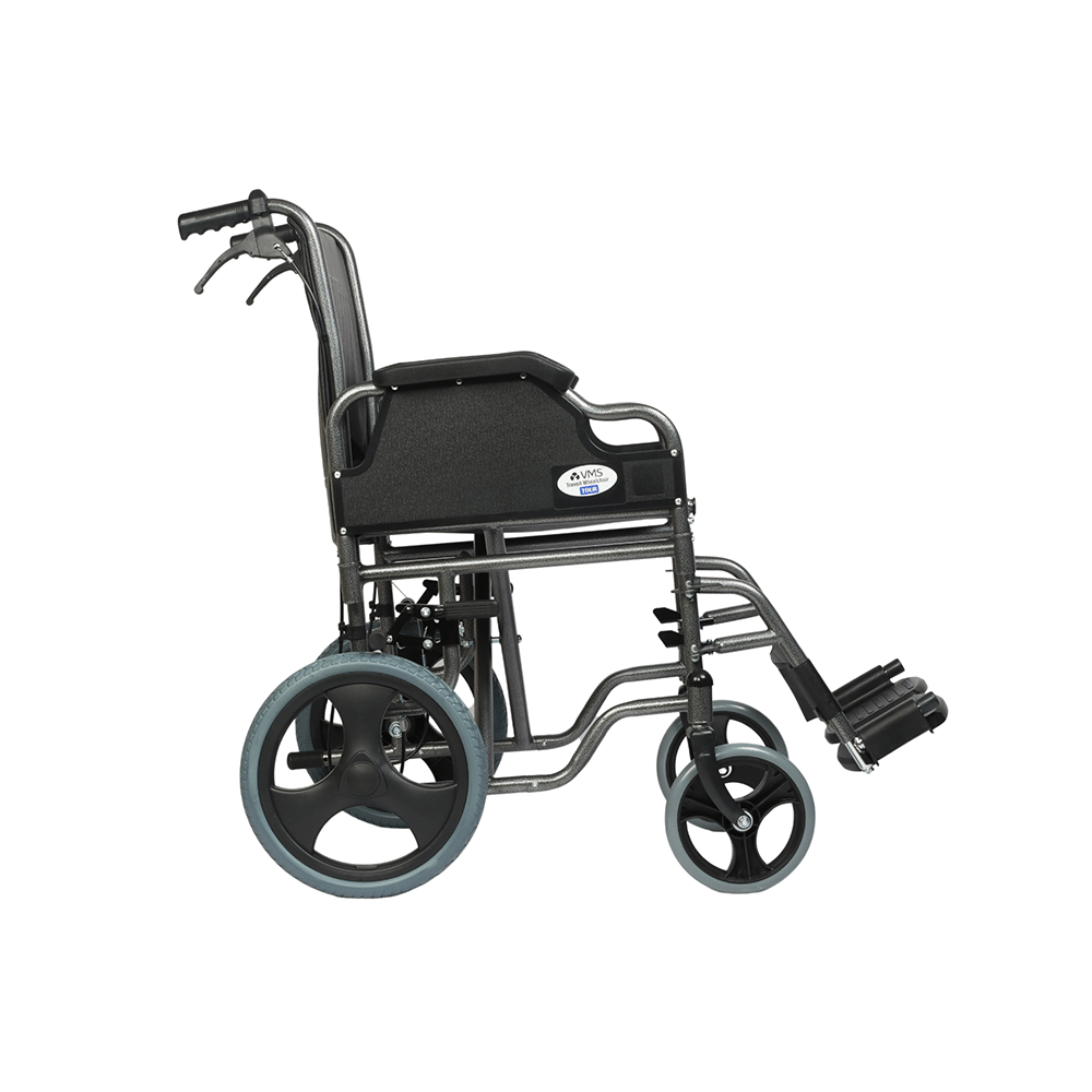 VMS Careline VWE-1045 Tour lightweight Transporter Wheelchair with Solid Wheel and Seat Belt - Image 2