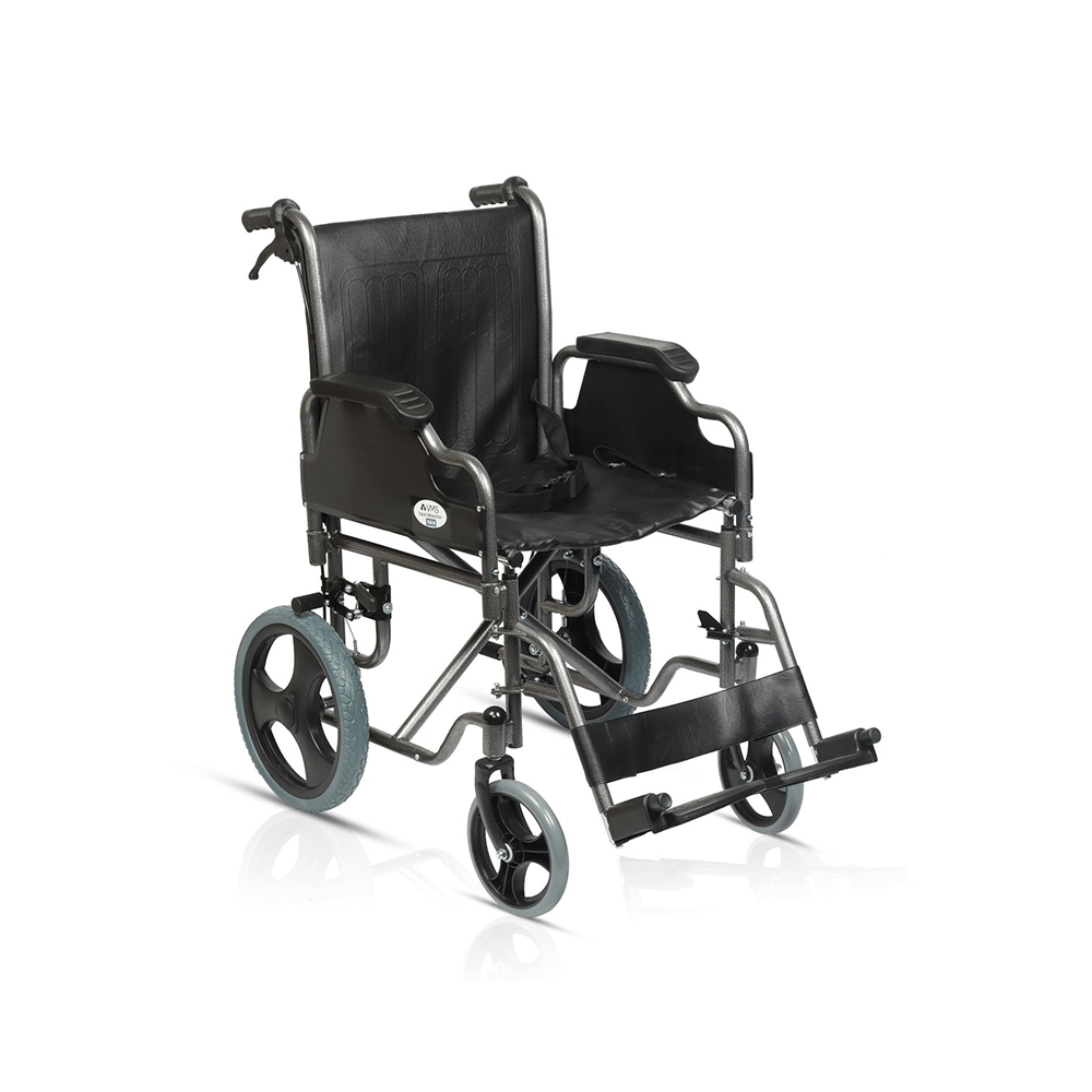 VMS Careline VWE-1045 Tour lightweight Transporter Wheelchair with Solid Wheel and Seat Belt - Image 1