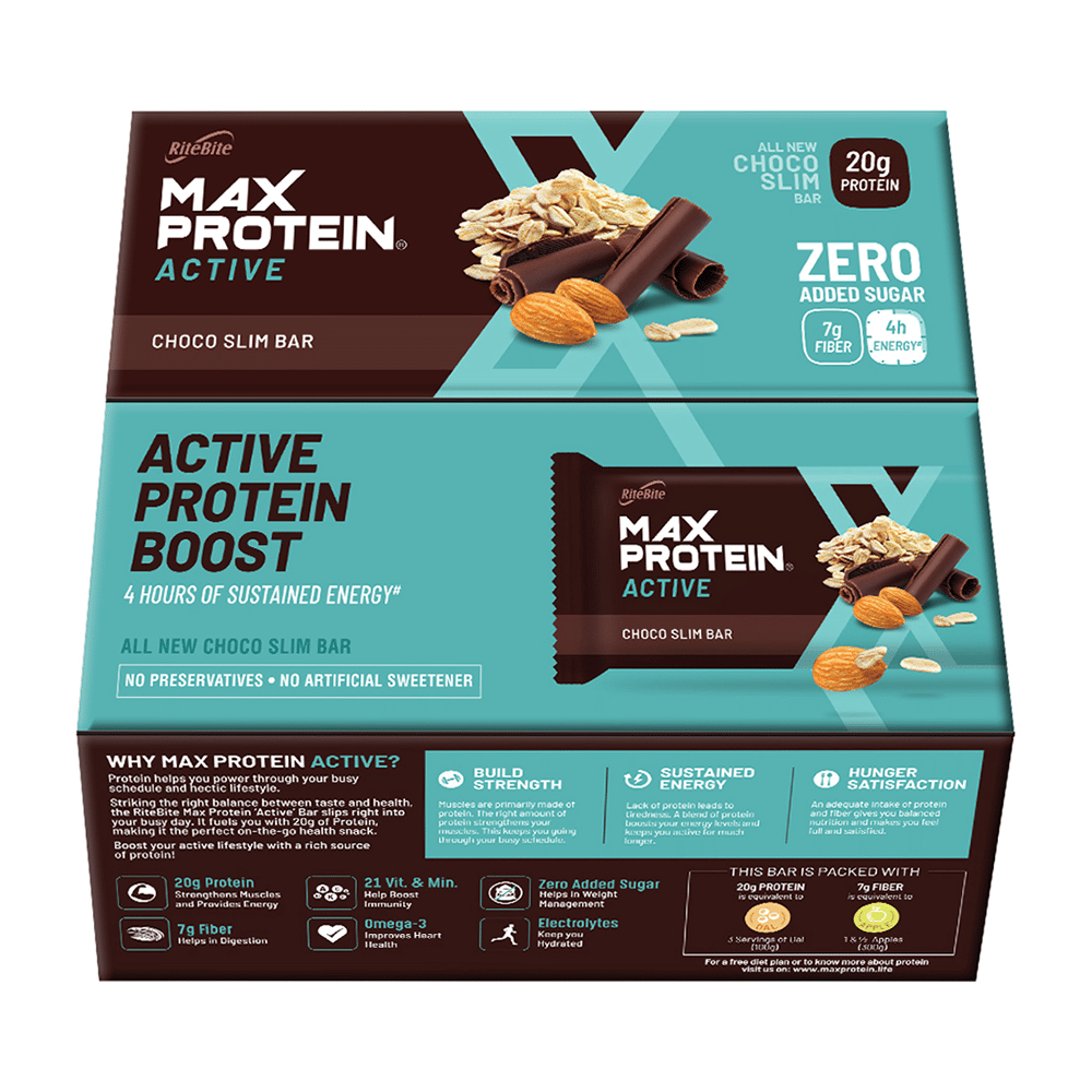 RiteBite Max Protein Active 20g Protein Bar Choco Slim