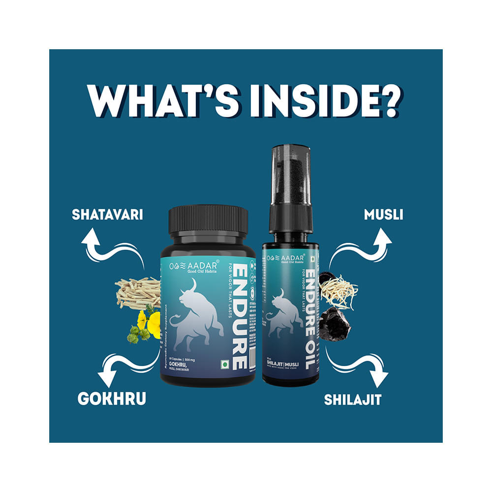 Aadar Combo Pack of Endure Capsule 60 and Endure Oil 30ml - Image 5