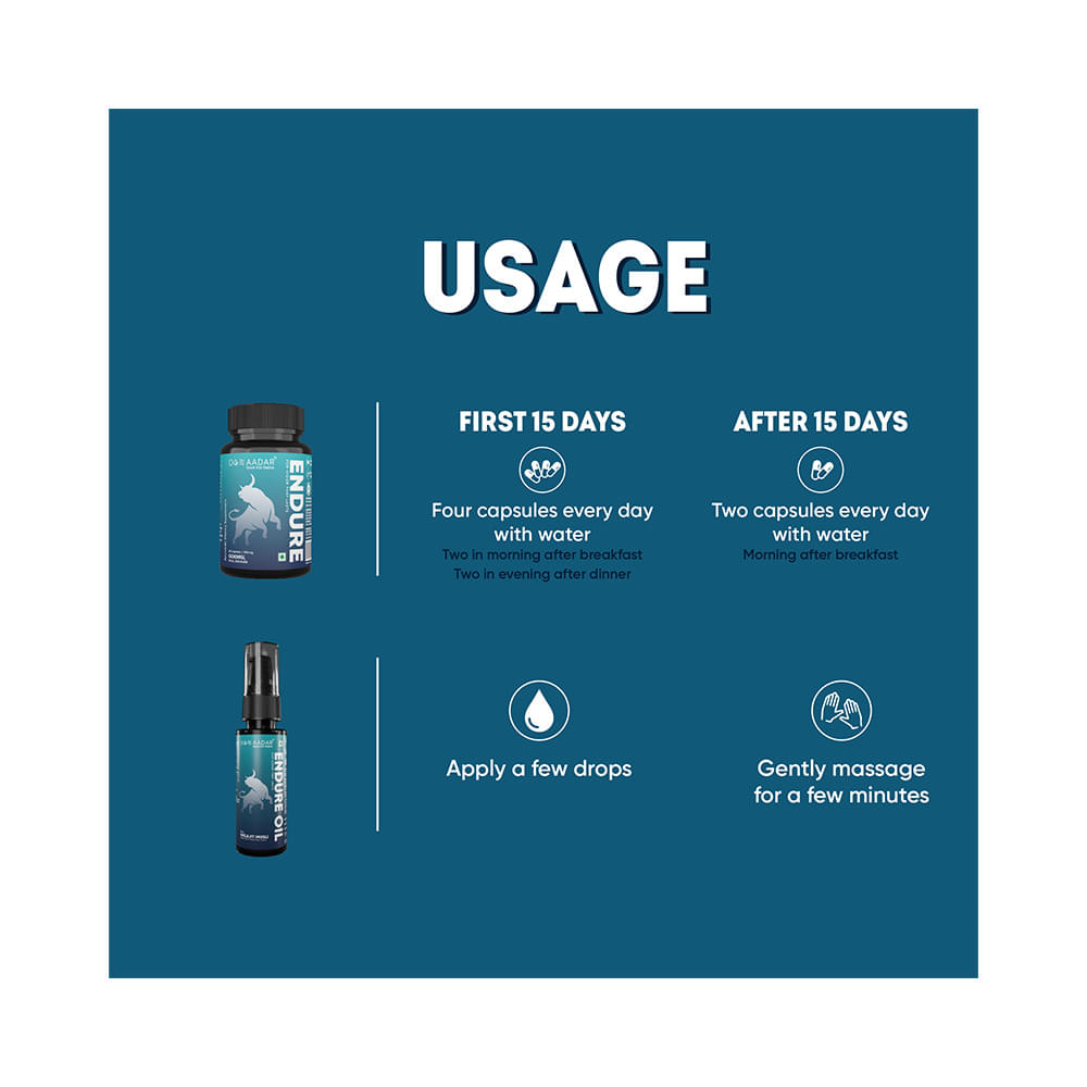 Aadar Combo Pack of Endure Capsule 60 and Endure Oil 30ml - Image 3