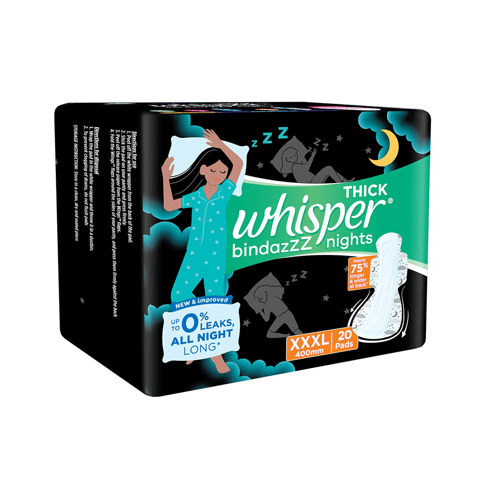 Combo Pack of Whisper Bindazzz Nights Pads XXXL (20 Each) & Vicks Zzz Quil Natural Melatonin Sleep Aid Nutraceutical Gummies (10 Each) - Image 5