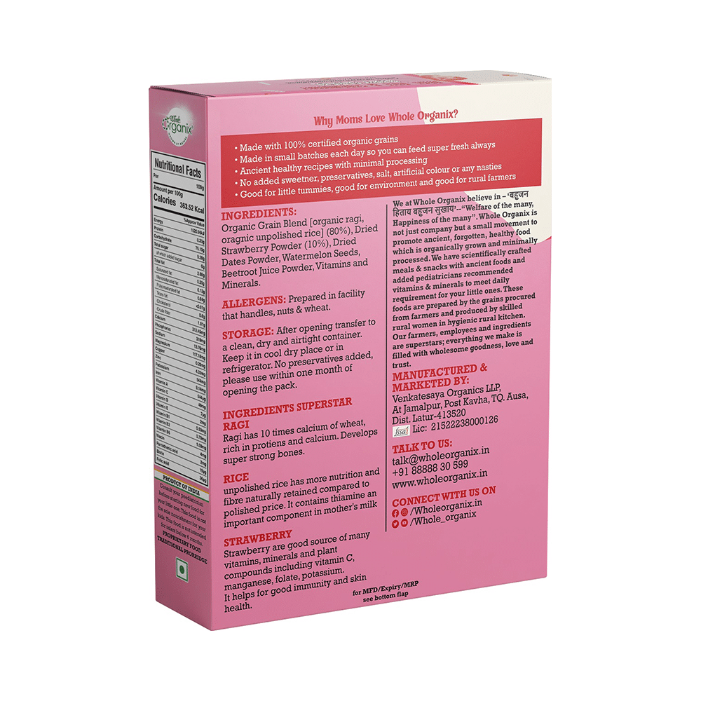 Whole Organix Oragnic Baby Cereal Stage 4, 12 Months Ragi, Rice & Strawberry - Image 2