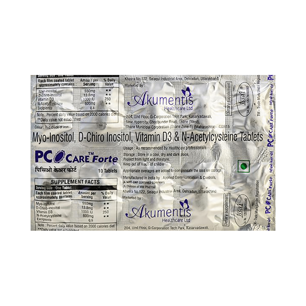 Pco Care Forte Tablet with Myo-Inositol, D-Chiro Inositol, Vitamin D3 & N-Acetylcysteine - Image 2
