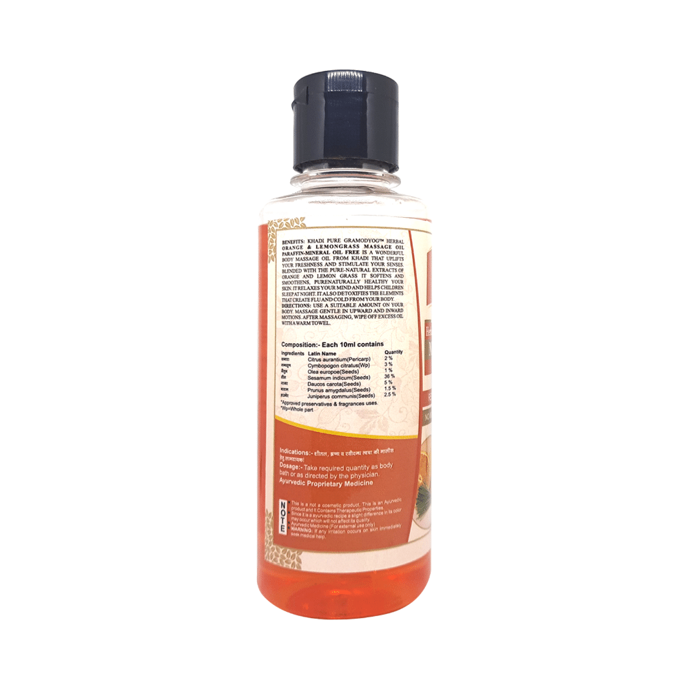 Khadi Pure Herbal Orange & Lemongrass Massage Oil - Image 2