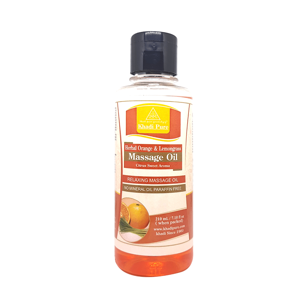 Khadi Pure Herbal Orange & Lemongrass Massage Oil - Image 1