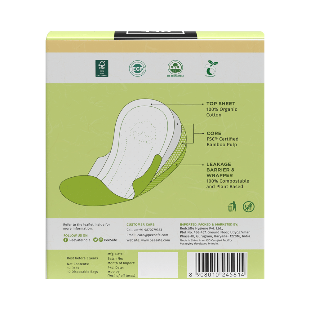 Pee Safe 100% Organic Cotton - Biodegradable Sanitary Pads | Regular - Image 2