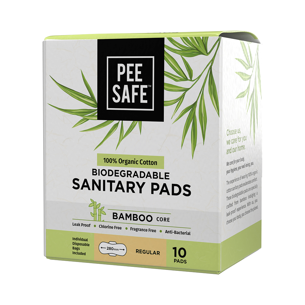 Pee Safe 100% Organic Cotton - Biodegradable Sanitary Pads | Regular - Image 1