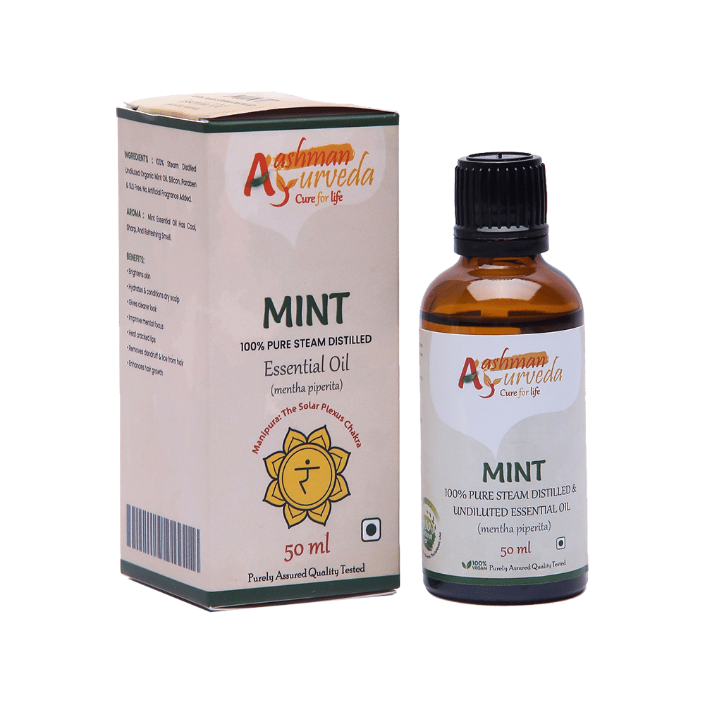 Aashman Ayurveda 100% Pure Steam Distilled Essential Oil (50ml Each) Mint - Image 2