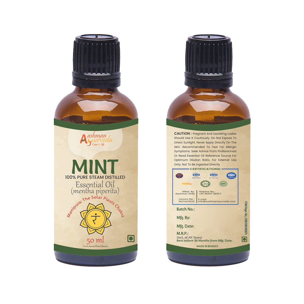 Aashman Ayurveda 100% Pure Steam Distilled Essential Oil (50ml Each) Mint - Image 3