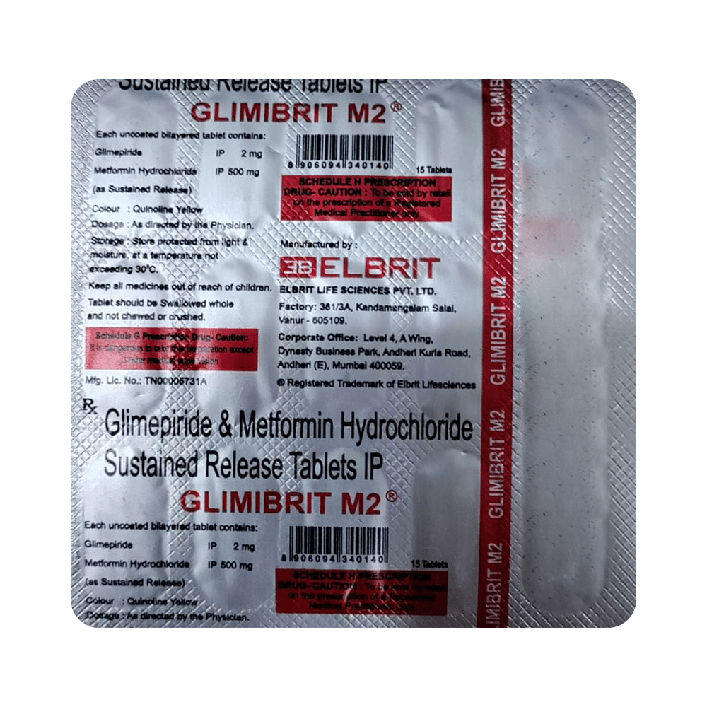 Glimibrit M 2mg/500mg Tablet SR