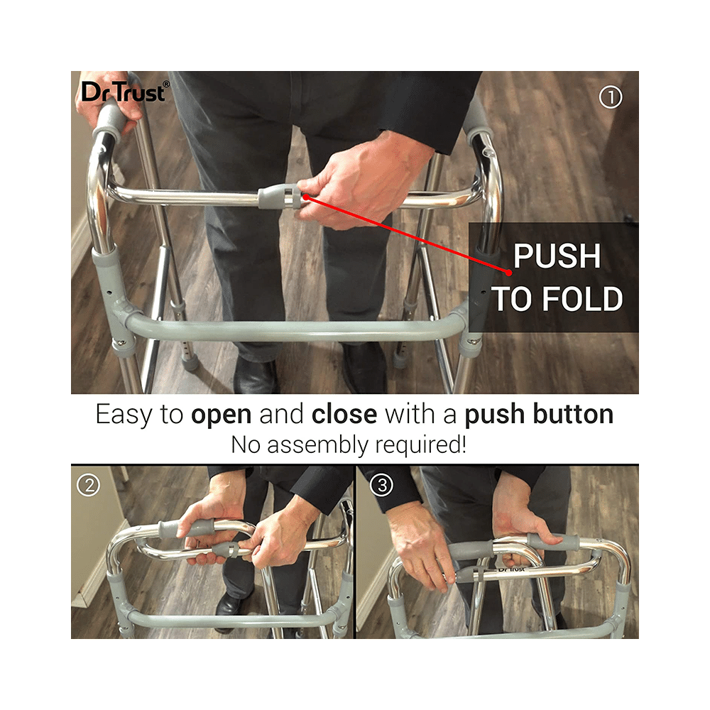 Dr Trust USA Aluminium Folding Walker with 5 Inch Wheels 340 - Image 5