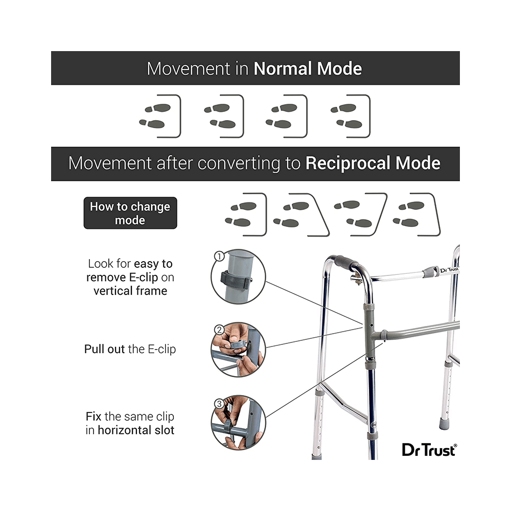Dr Trust USA Aluminium Folding Walker with 5 Inch Wheels 340 - Image 4