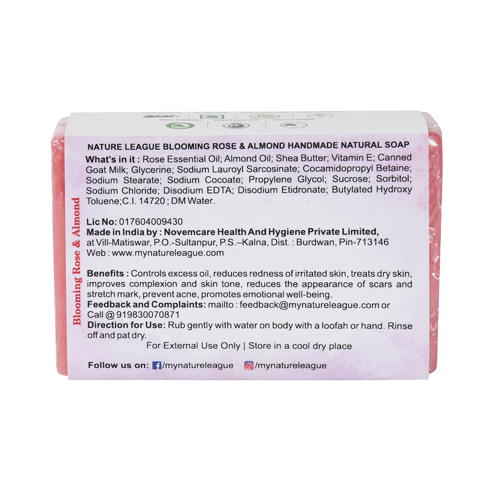 Nature League Blooming Rose & Almond Handmade Natural Soap (100gm Each) - Image 2