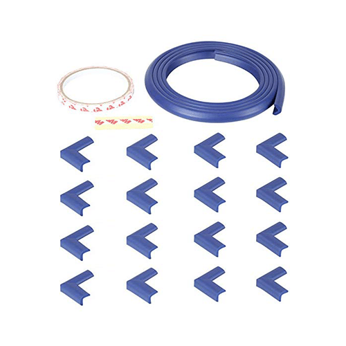 Safe-O-Kid Unique High Density L-Shaped 2mtr Long Mini 4 Edge Guard with 16 Corner Cushions Blue