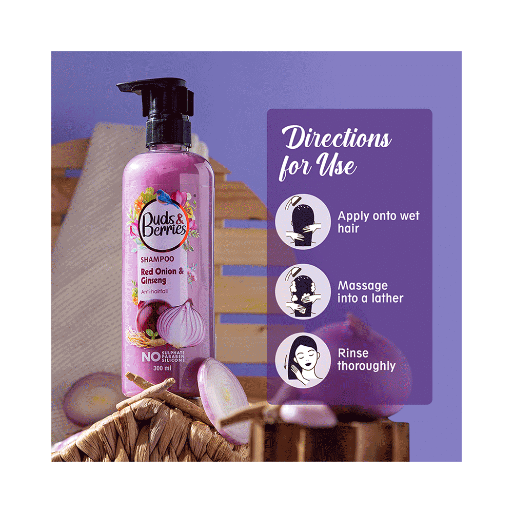 Buds & Berries Anti-Hairfall Shampoo Red Onion and Ginseng - Image 6