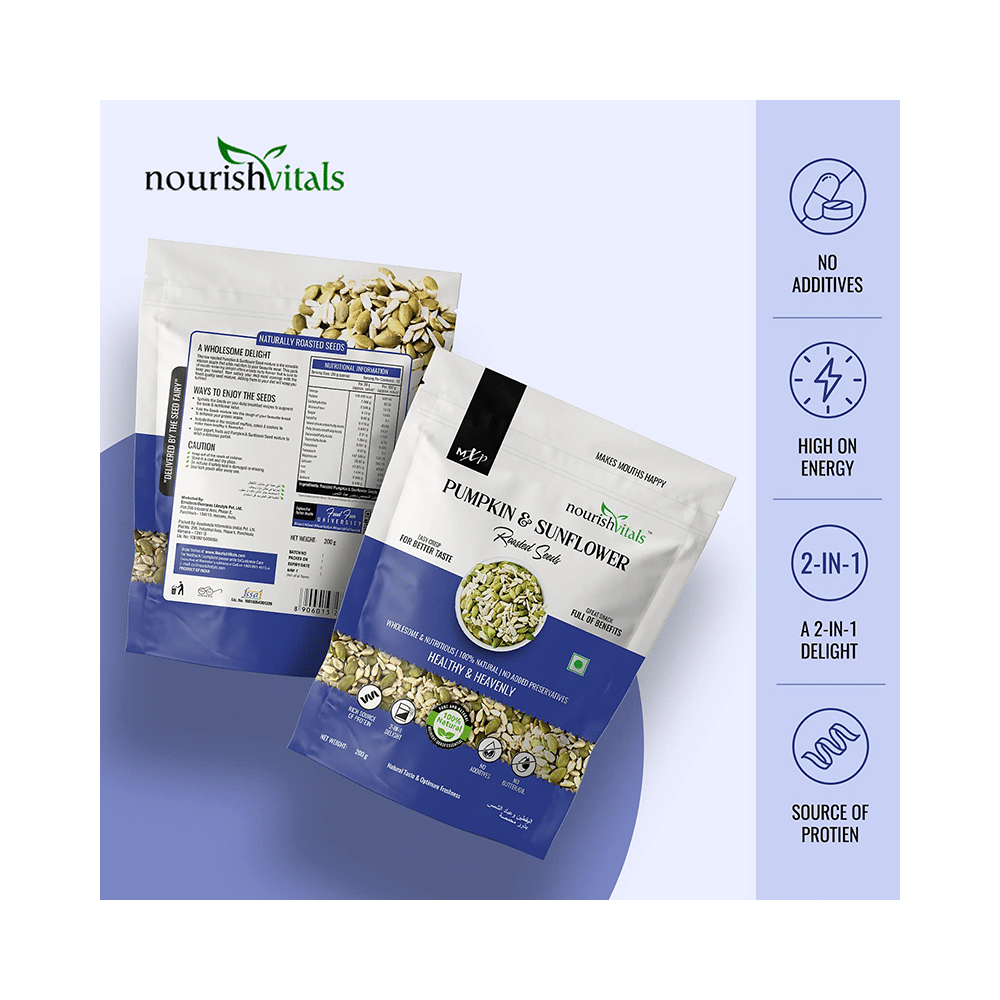 NourishVitals Combo Pack of Sunflower Roasted Seeds and Pumpkin & Sunflower Roasted Seeds (200gm Each) - Image 9